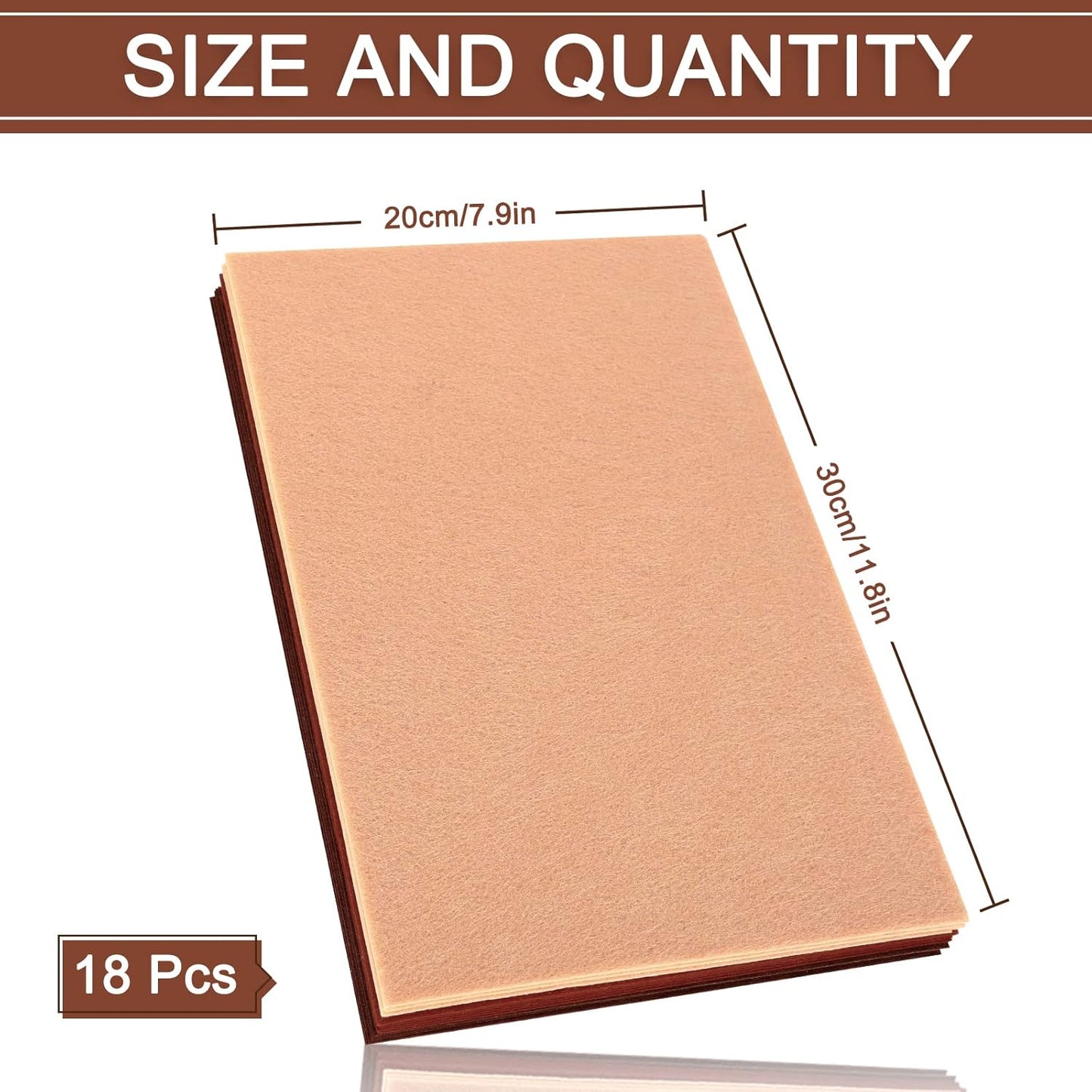 Whaline 18Pcs Felt Fabric Sheets Soft Thick Assorted Brown Craft Felt Pack for Autumn Thanksgiving Harvest DIY Craft Sewing Patchwork Art Projects, 3 Colors, 7.9 x 11.8 Inch