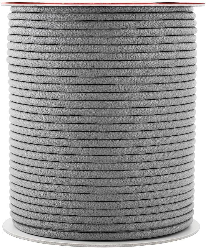 Mandala Crafts 2mm 109 Yards Gray Cotton Waxed Cord for Jewelry Making Bracelet Cord Waxed String - Beading String Thread Jewelry Cords for Necklaces String