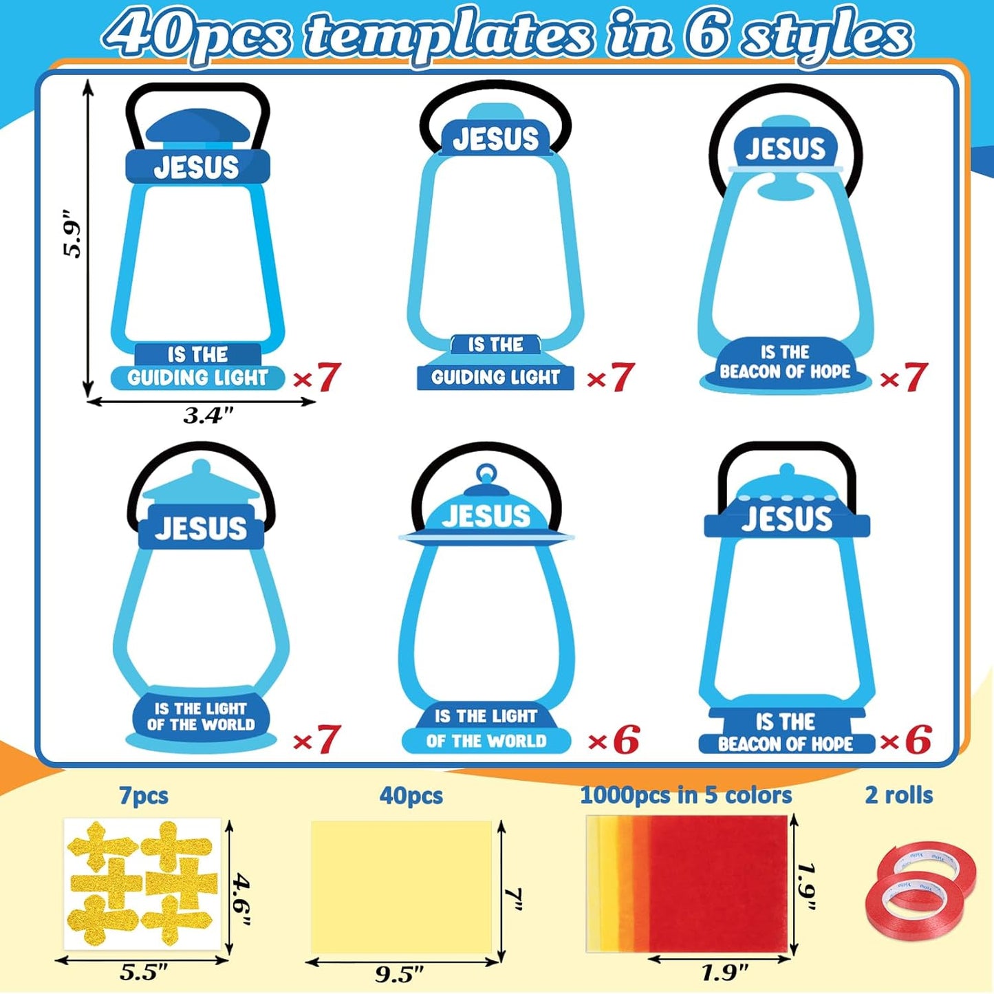 40PCS Sunday School VBS Crafts Bulk: Paper Oil-Lamp Nativity Suncatchers,Jesus Religious Christian Classroom Camping Activity DIY Kits Gifts Church Decorations,Window Stained Glass Effect Art Supplies