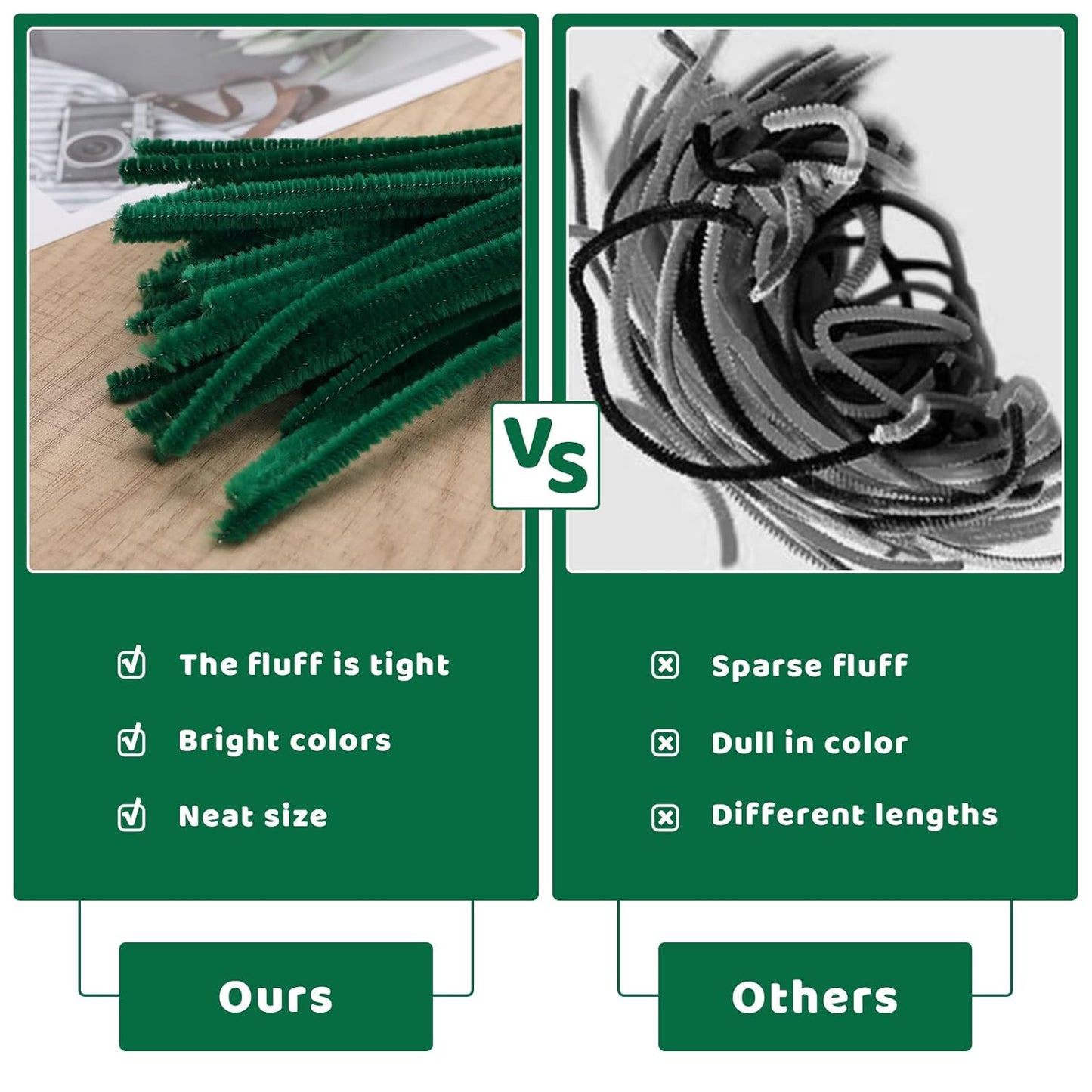 60 Pieces Green Pipe Cleaners - Pipe Cleaners Chenille Stem,Bulk Art & Craft Pipe Cleaners for Christmas Craft and Creative Home Decoration