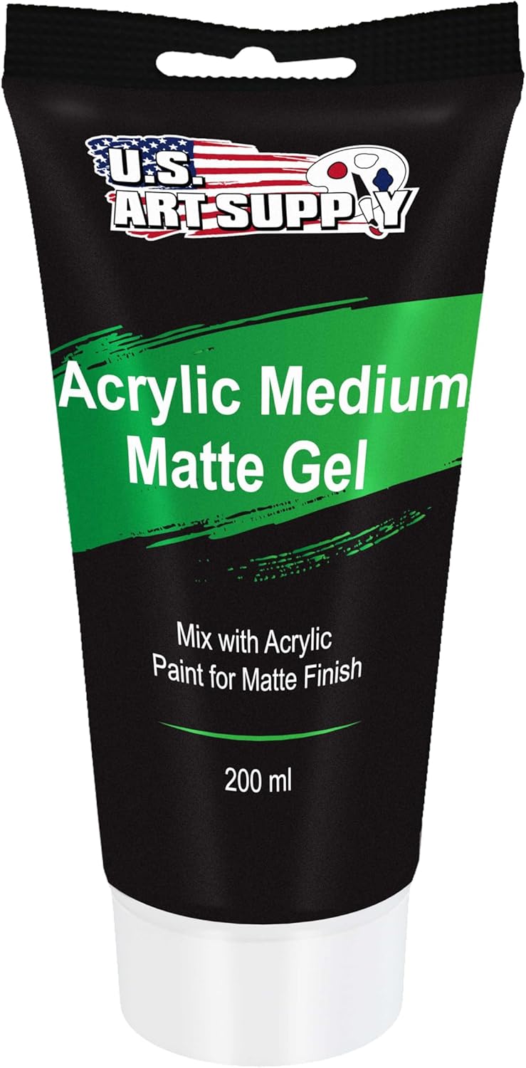 U.S. Art Supply Clear Acrylic Medium Matte Gel, 200ml - (6.7 Ounce) Tube - Increase Viscosity & Transparency in Acrylic Paints
