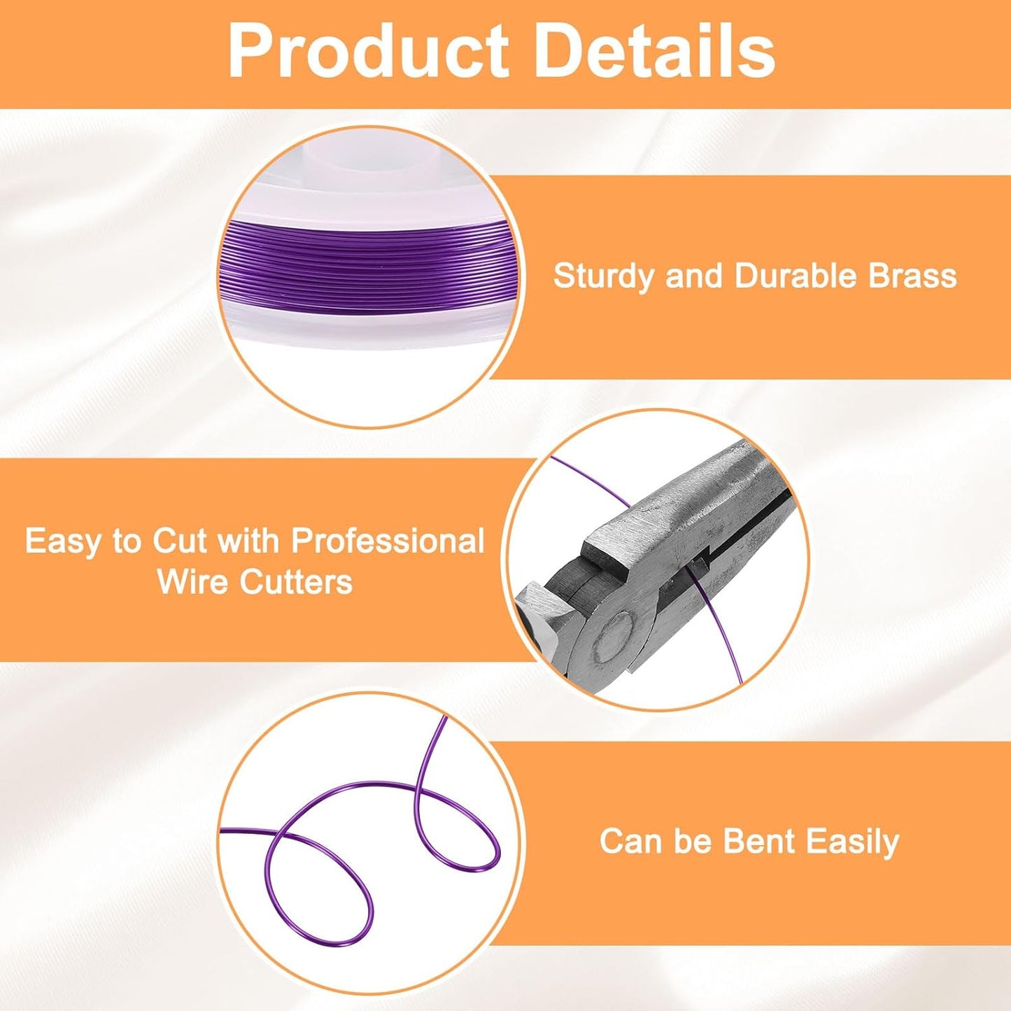 HARFINGTON 30ft Jewelry Wire, 26 Gauge (0.4mm) Brass Craft Soft Metal Tarnish Resistant Copper Beading Wire for Jewelry Making Supplies Crafting, Purple