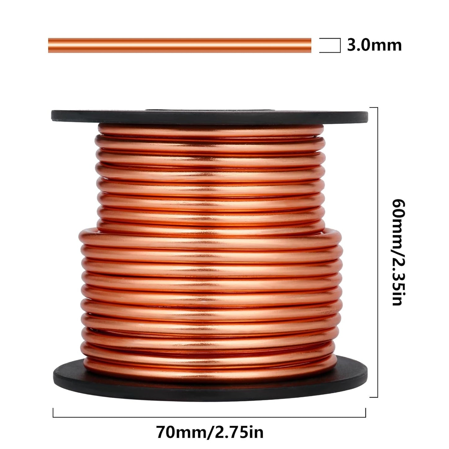 Aluminum Craft Wire, 32.8 Feet 3.0 mm/ 8 Gauge Copper Bendable Soft Metal Aluminum Wire Roll Bulk for DIY Crafts Sculpting Jewelry Making