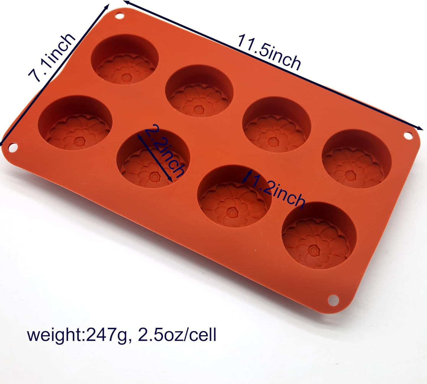 X-Haibei Flower Round Circle Silicone Mold - 8 Cavity for Soap Making, Lotion Bars, Wax, Resin - Floral Detailed Design, Food Grade Flexible Mold for DIY Craft & Cold Process - 3oz Per Cavity