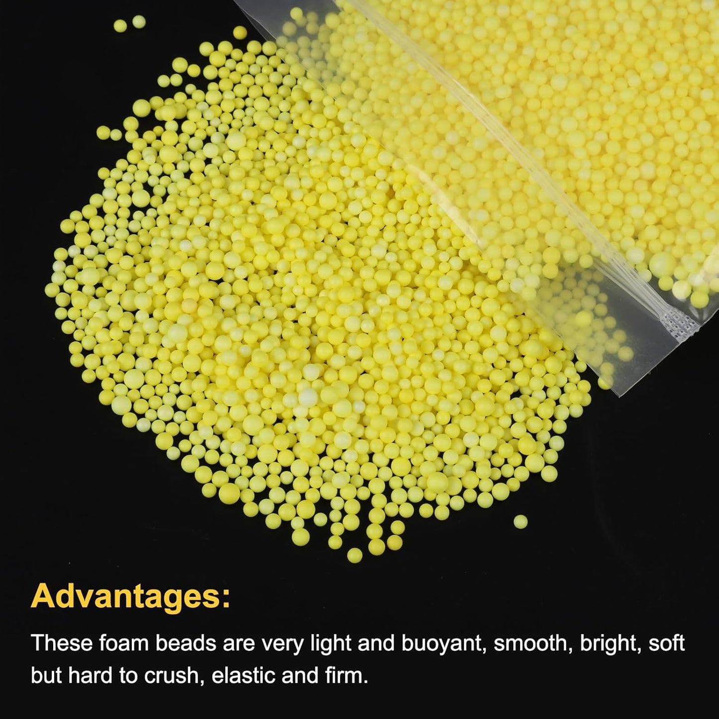 MECCANIXITY Foam Beads Foam Balls 2-3mm for Wedding and Party Decorations, Tiny Packing Balls, Arts DIY Crafts Supplies (Light Yellow,1 Pack Approx 8000pcs)
