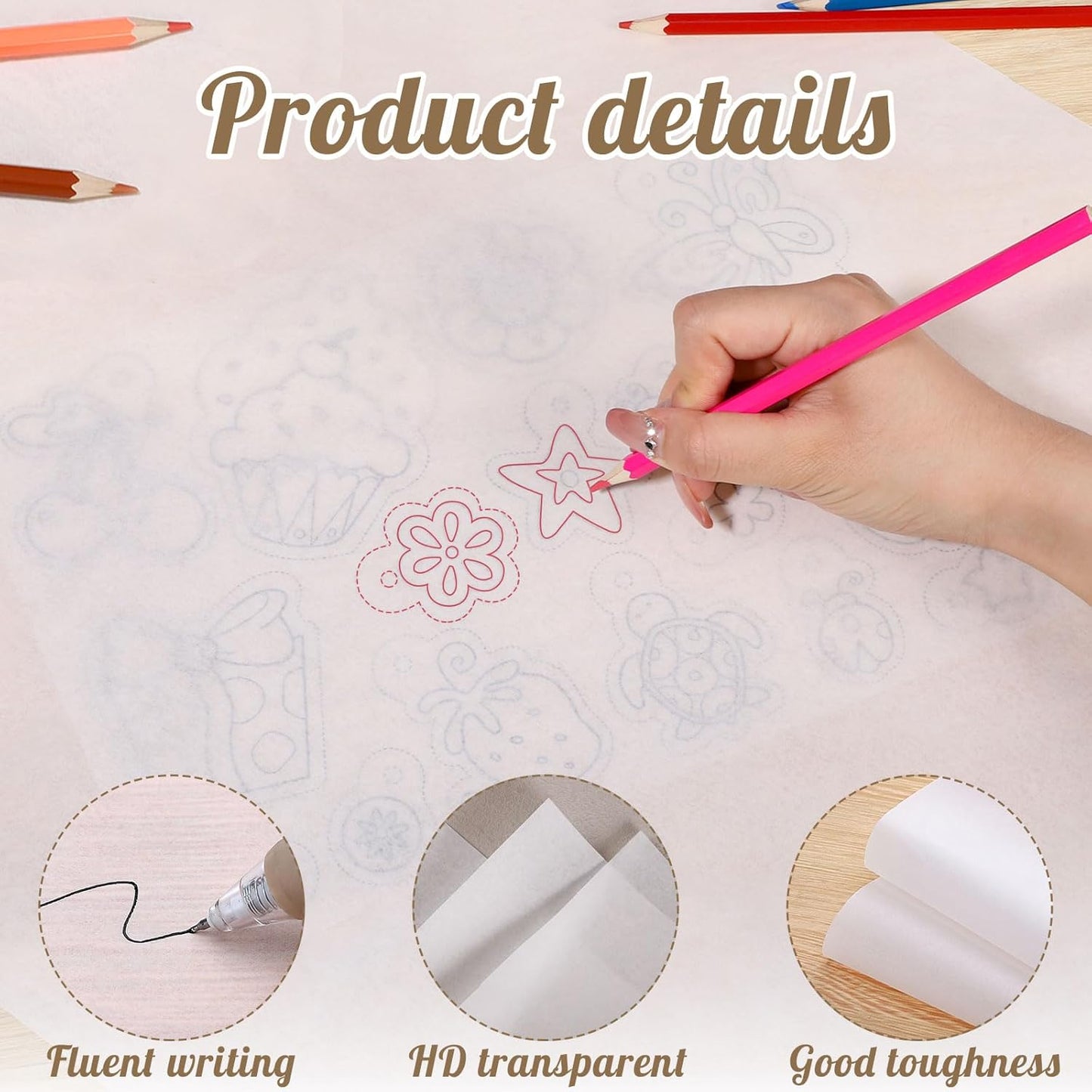 Tracing Paper Roll 17in x 50yd, White Trace Paper Pattern Paper Translucent Tracing Paper for Sewing, Drawing, Sketching, Gift Wrapping