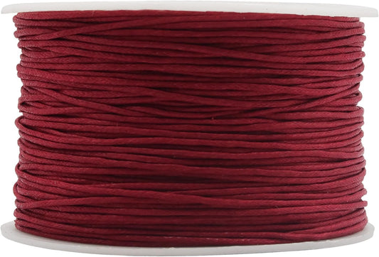 Mandala Crafts 1mm 109 Yards Dark Red Cotton Waxed Cord for Jewelry Making Bracelet Cord Waxed String - Beading String Thread Jewelry Cords for Necklaces String