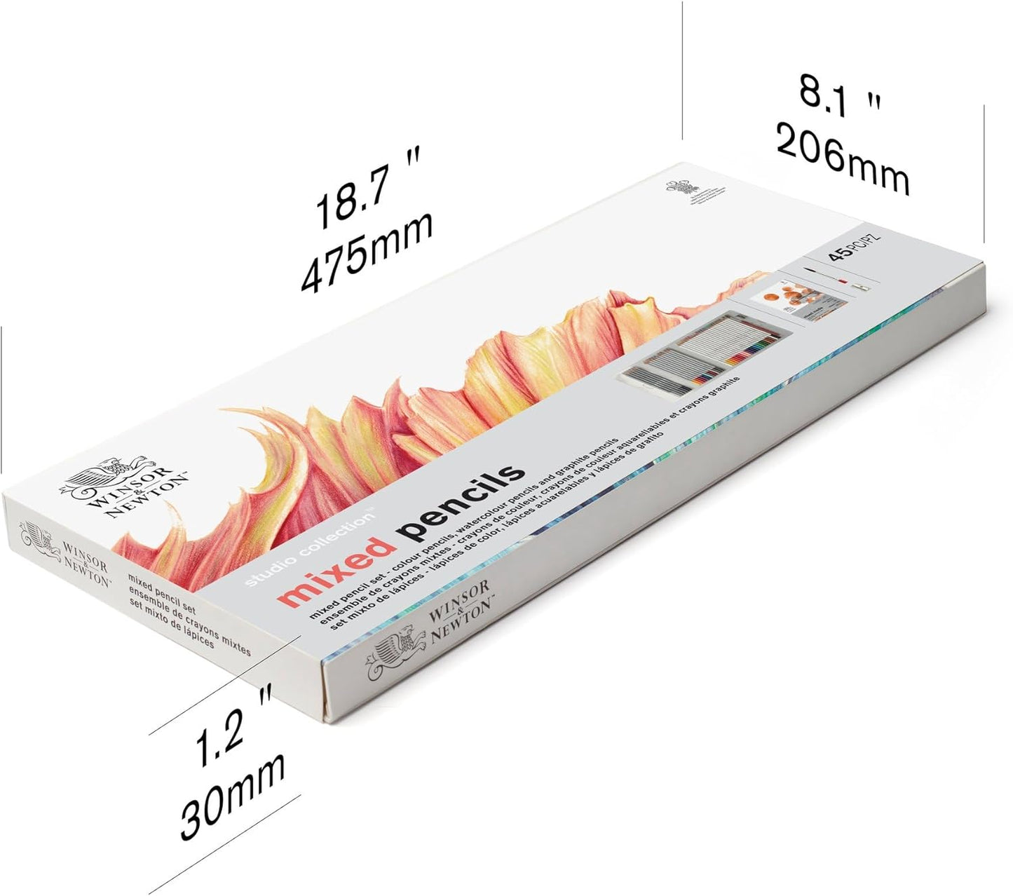 Winsor & Newton Studio Collection Artist Pencils, Mixed Pencil Box Set, 45 piece