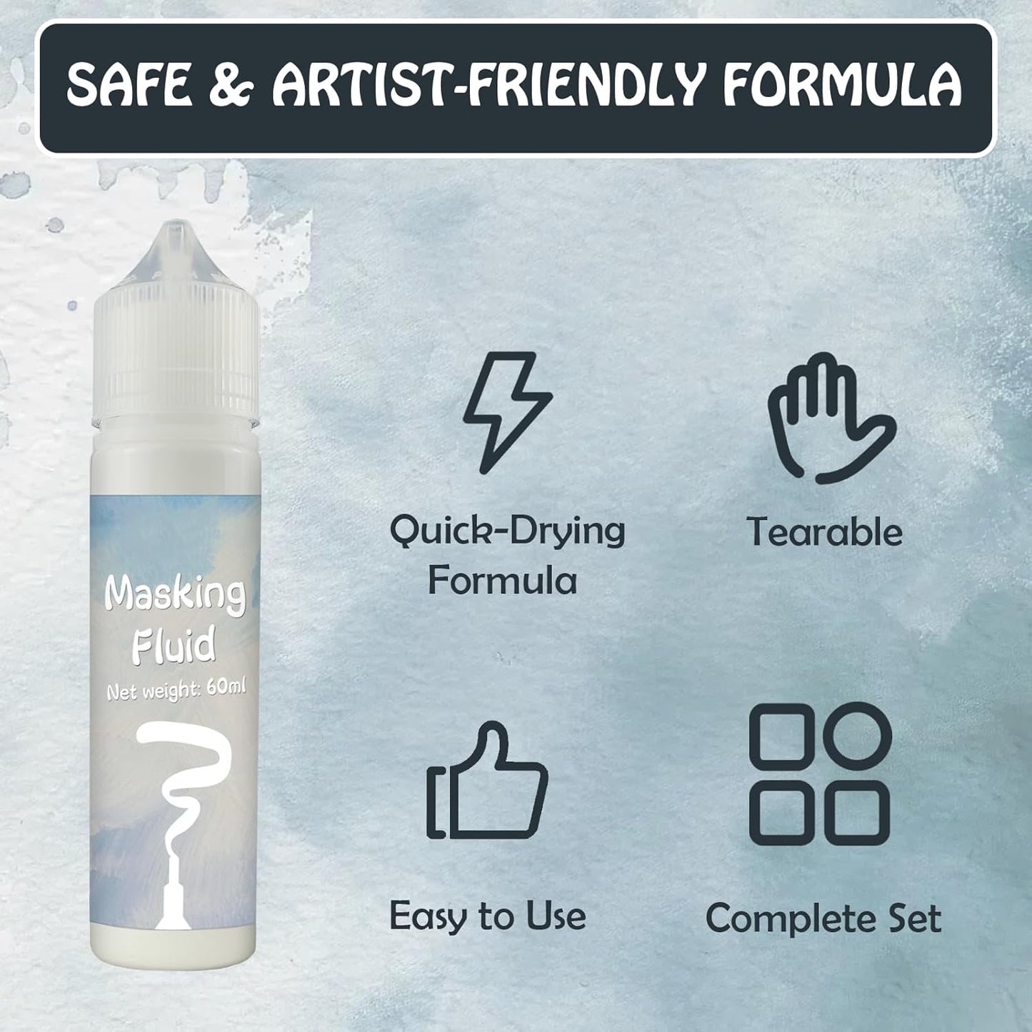 White Masking Fluid for Watercolor Painting 120ml, Resistant Ink and Pouring Paint, Watercolor Masking Fluid Keeps Areas Colorless and Edges Sharp