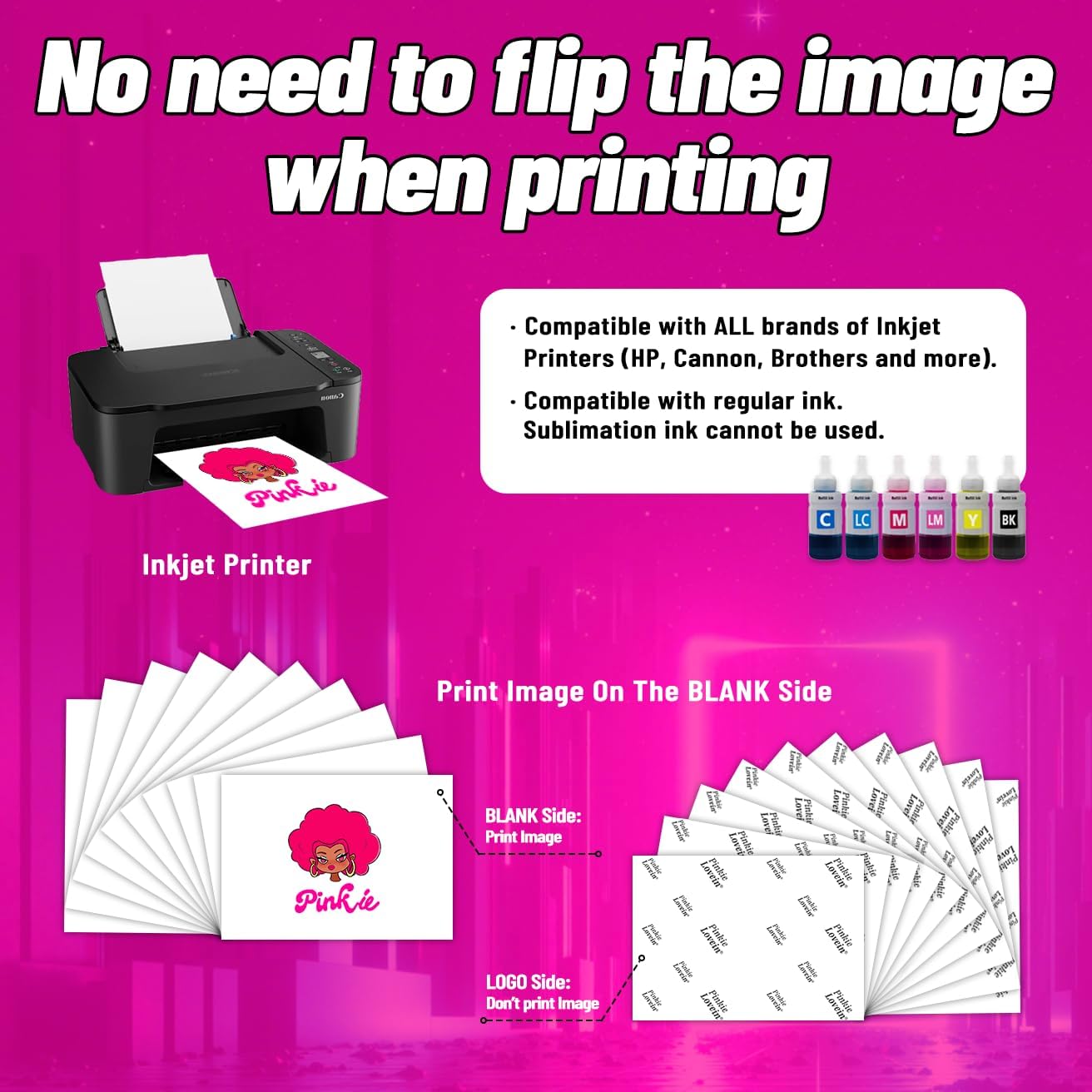 Lovein-Pinkie Heat Transfer Paper for Dark Fabric, Iron on Transfer Paper for Inkjet Printer & Teflon Sheets for Heat Press Machine (Mix Pack, 20 Sheets, 8.5x11'')