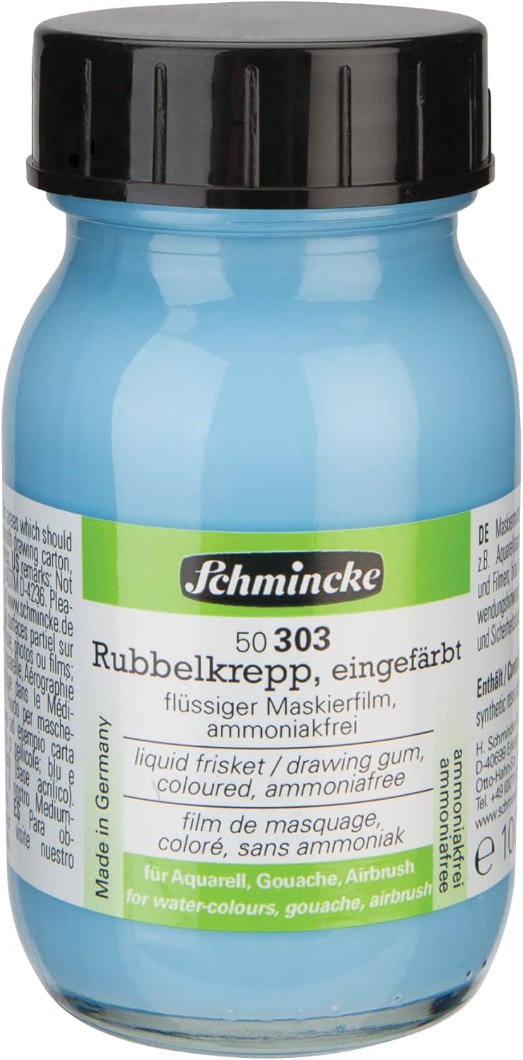 Schmincke - Liquid frisket coloured, 100 ml, 50 303055, colourless masking liquid for opaque areas of paintings on watercolour paper, ammonia-free
