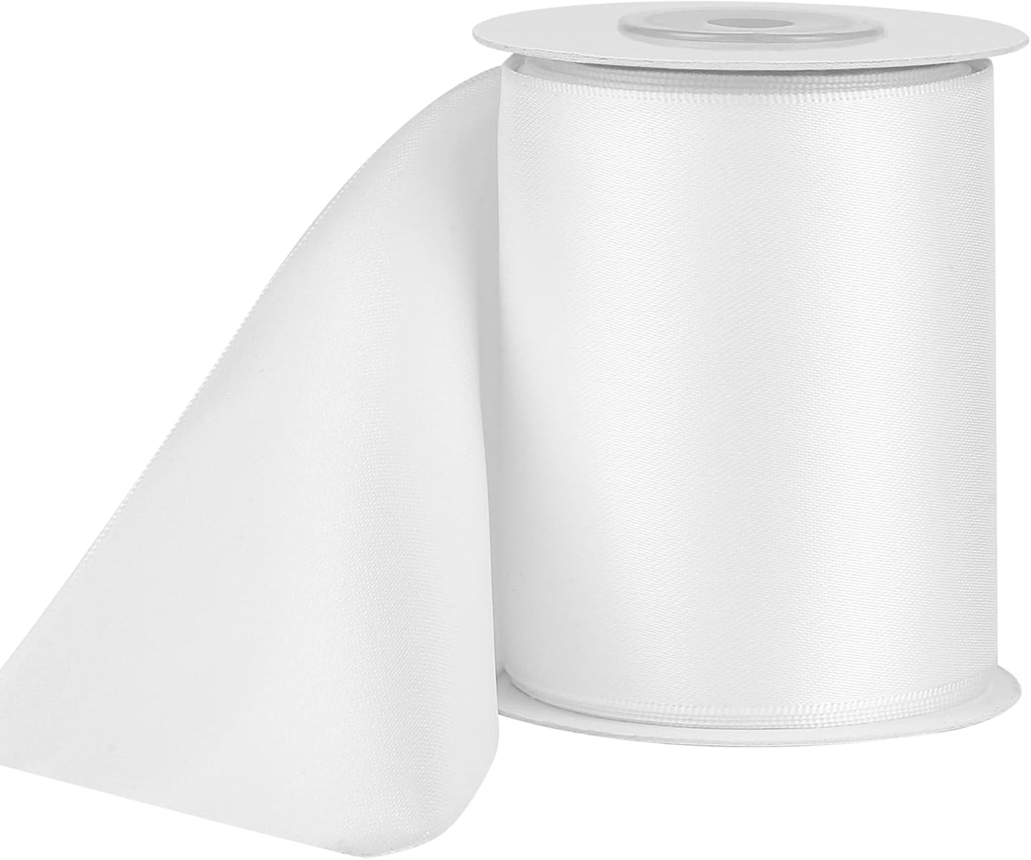 LIUYAXI White Double Face Satin Ribbon,3" X Continuous 10 Yards,Ribbons Perfect for Chair Sash Wedding Bouquet Sewing Party Decoration Bows Making