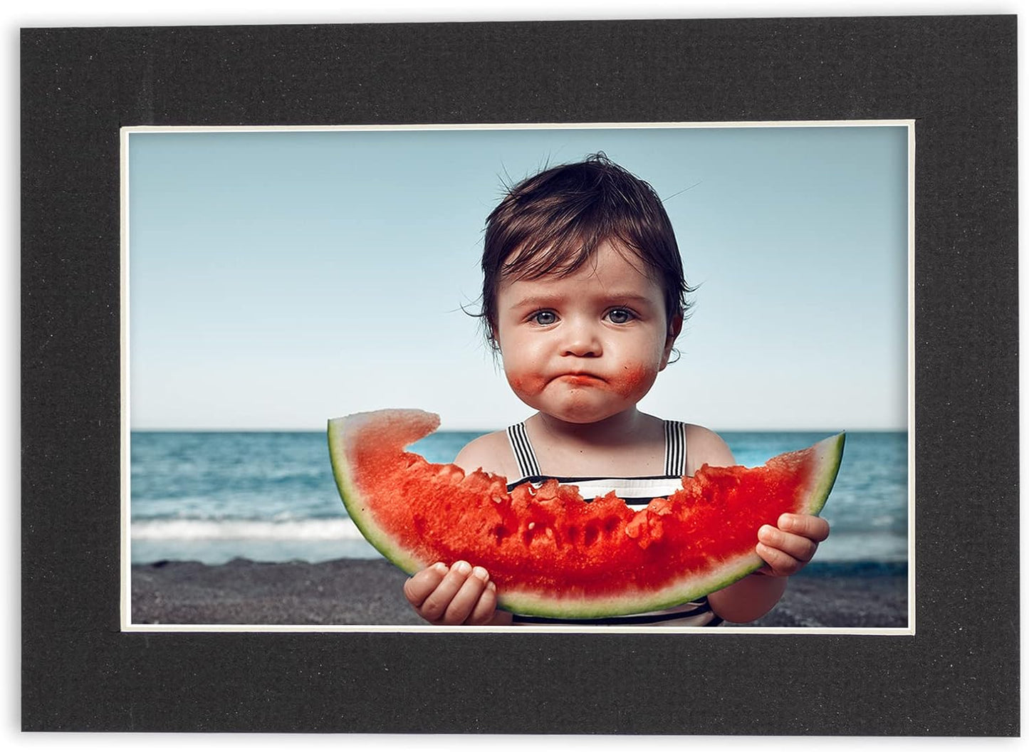 5.5x8.5 Mat for 8.5x11 Frame - Precut Mat Board Acid-Free Textured Black 5.5x8.5 Photo Matte for a 8.5x11 Picture Frame, Matboard for Family Photos, Show Kits, Art, Picture Framing, Pack of 1 Mat