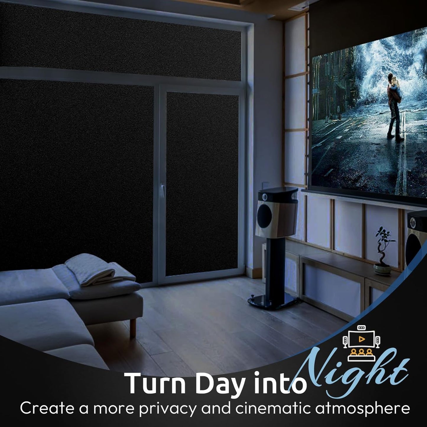 rabbitgoo Blackout Window Film, Sun Heat Blocking Privacy Cover for Glass, Removable Opaque Room Darkening Dark Black Out Window Covers Tint Shades for Home Day Sleep Light Blocker 35.4 x 78.7 Inches