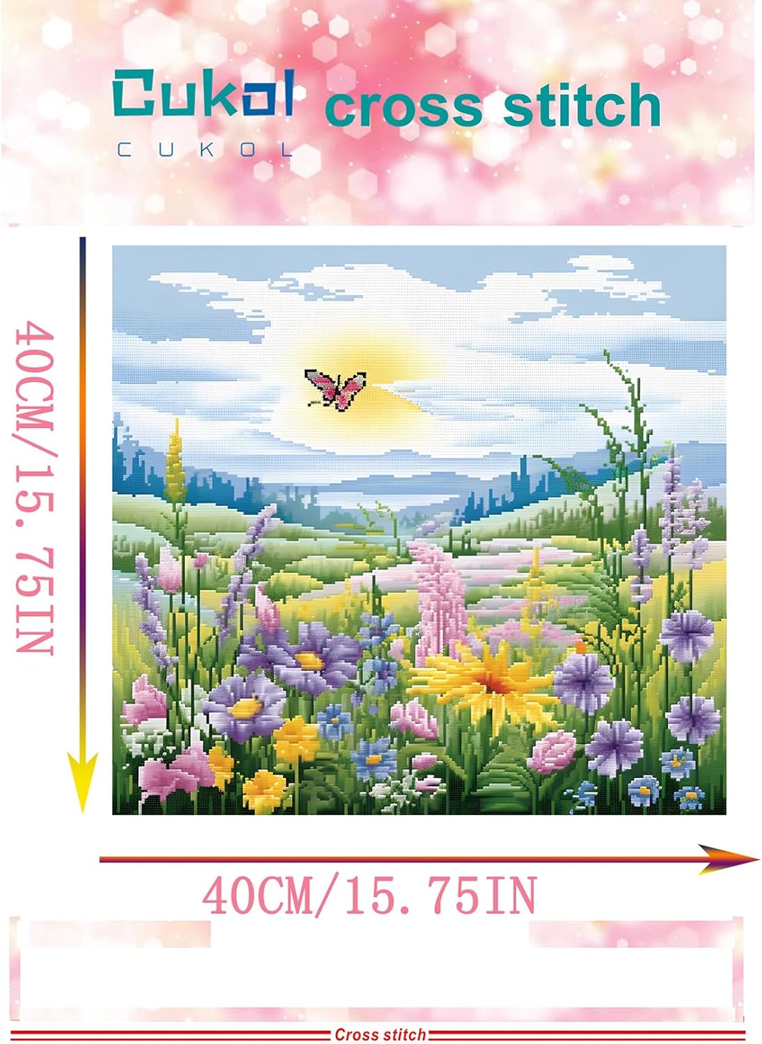 51buyoutgo Natural Landscape Cross Stitch Kits, 11 Ct Count Pre Printed Counted Stamped Cross Stitch Embroidery Needlepoint Patterns Kits for Adults Beginners, Easy Advanced Crossstitch Crossstitching