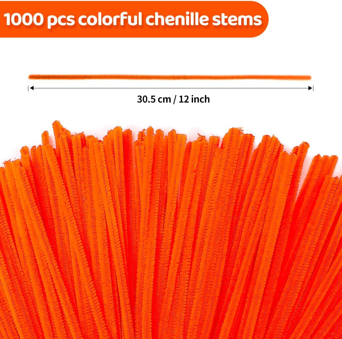 Eppingwin 1000pcs Pipe Cleaners, Orange Pipe Cleaners Craft Supplies,Chenille Stems for DIY Arts Crafts Project(Orange)