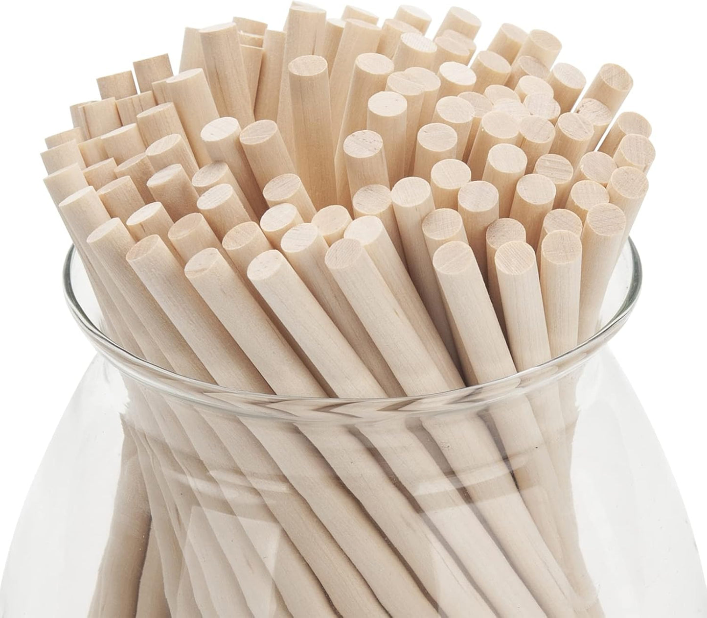 Wood Dowels Wooden Dowel Rods, 100PCS 1/4 x 6 Round Wooden Sticks for Arts and Crafts, Small Unfinished Hardwood Sticks for DIYers Crafting, Cake Support, Lollipop, Photo Booth Props, Home Decor