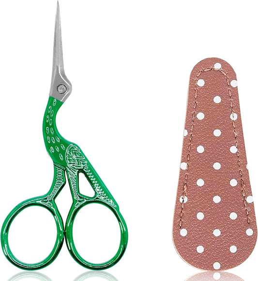 BIHRTC Scissors 3.6Inch Embroidery Knitting Scissor Small Crafting Shears with Leather Case Little Scissors Stainless Steel Scissor for Sewing Needlework Threading Craft Artwork DIY Tools