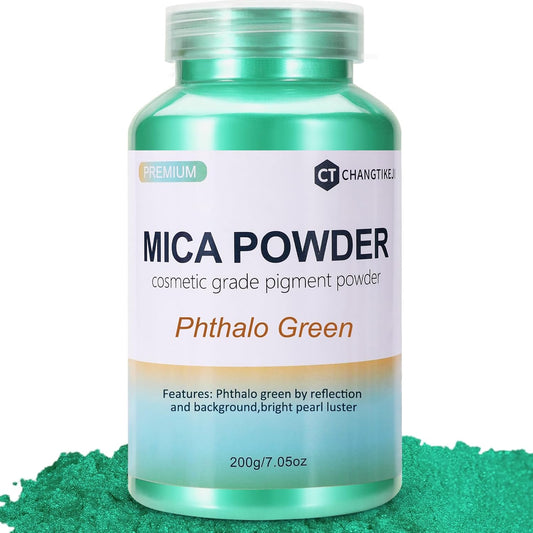 Mica Powder,7.05OZ（200g）,Phthalo Green Mica Powder Pigment for Epoxy Resin，Lip Gloss，Car Paint，Dye，Soap Making，Nail Polish,Epoxy Resin,Candle Making,Bath Bombs