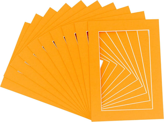 5.5x8.5 Mat for 8.5x11 Frame - Precut Mat Board Acid-Free Orange 5.5x8.5 Photo Matte for a 8.5x11 Picture Frame, Premium Matboard for Family Photos, Show Kits, Art, Picture Framing, Pack of 100 Mats