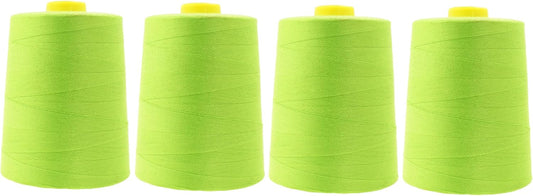 Mandala Crafts 4 Pack of Serger Threads Cones Spools - 20S/2 24000 Yards Polyester Lime Green Threads for Sergers Machine and Overlock Quilting Sewing Machine