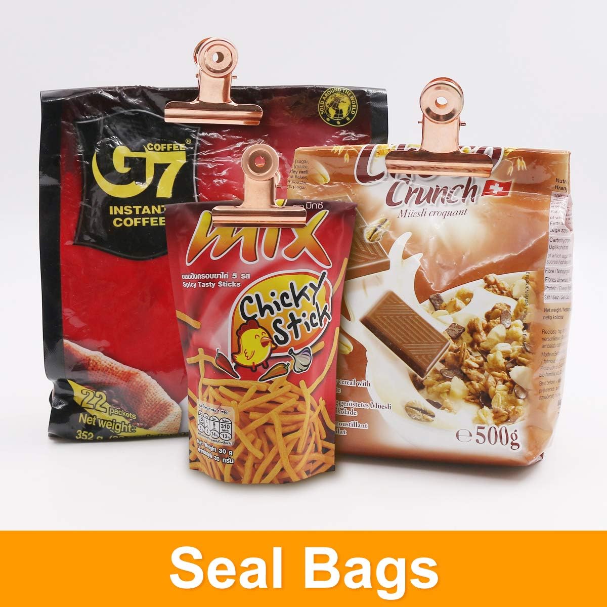 Coideal Bulldog Paper Clips Rose Gold, 20 Pcs 2 Inch Large Metal Binder Hinge Clip for Office, Food Bags, Pictures Photos, Art Crafts (50 mm)