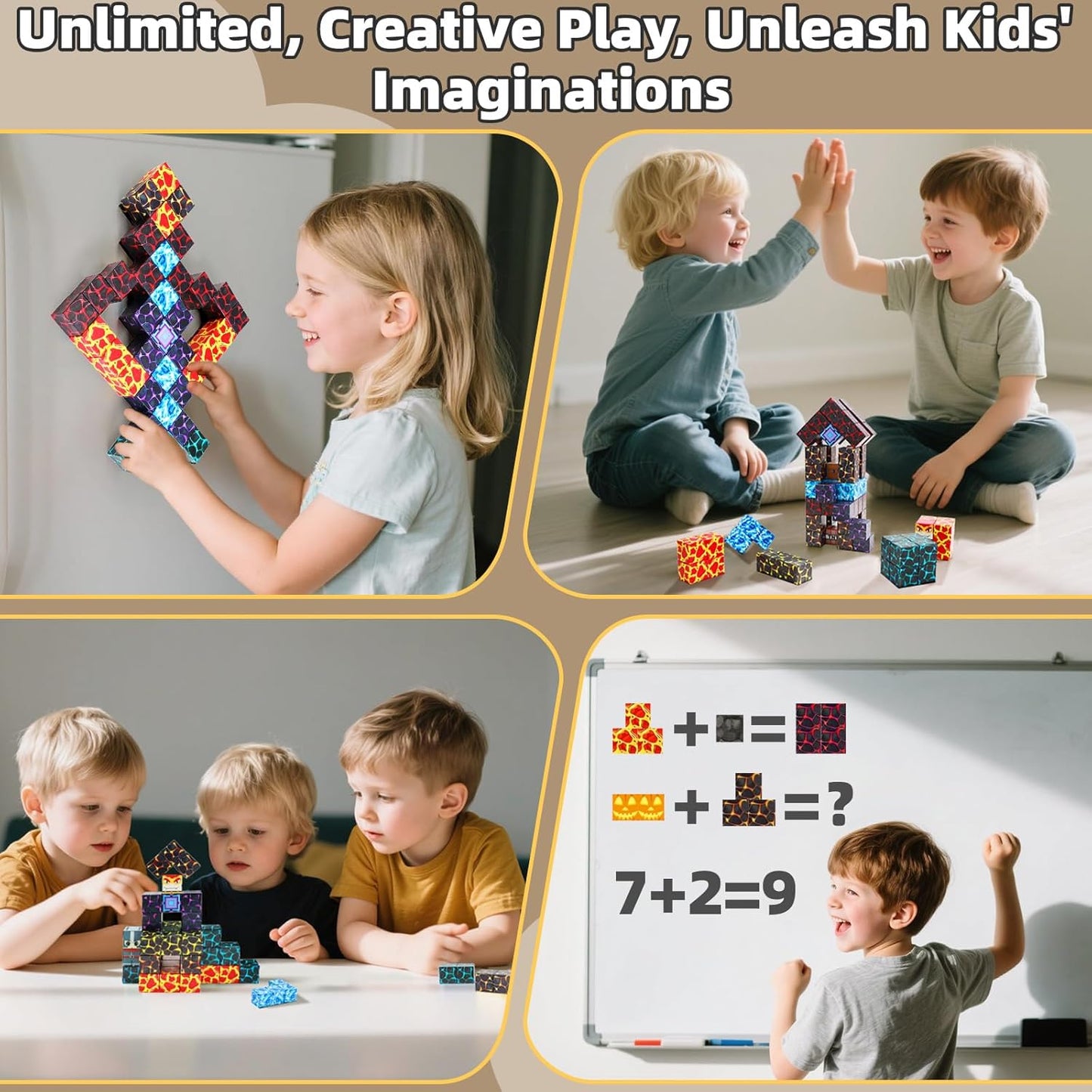 Magnetic Blocks,100PCS Magnetic Building Blocks,Magnet Blocks Build 3D World Stacking Toys,STEM Sensory Educational Toys Gifts Set for Kids Toddlers Boys 3 4 5 6 7 8 9+ Year Old