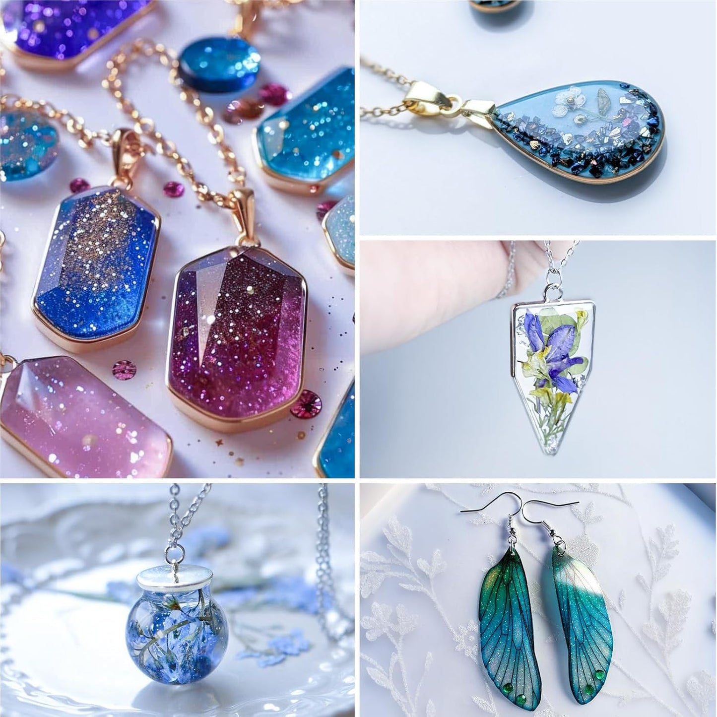 Bsrezn 200g UV Resin Kit with Upgraded Light 18 Beads, Crystal Clear Solar Activated UV Epoxy Resin for Jewelry Making (100g x 2)