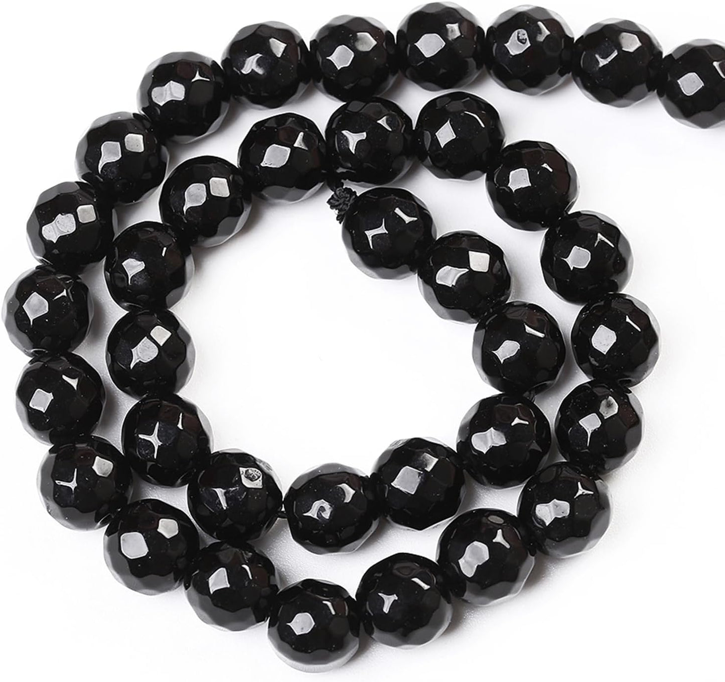90pcs 4mm Natural Faceted Black Agate Stone Beads for Jewelry Making Energy Healing Beads DIY Bracelet Necklace Accessories 15" (4mm, Faceted Black Agate)