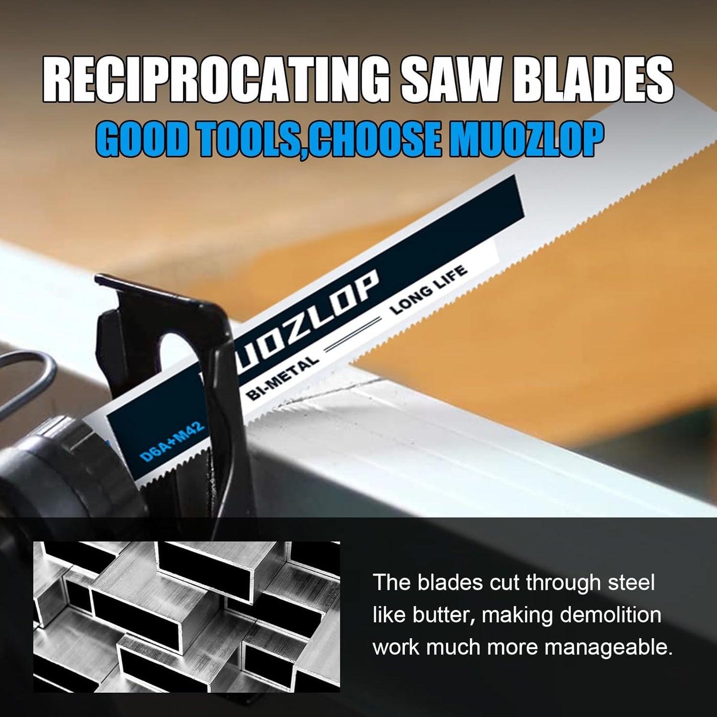 10 Pack 9 inch Reciprocating Saw Blades Set,14 TPI High Carbon Saw Blades, Metal Saw Blades with Organizer Case (10, 14TPI/225mm)