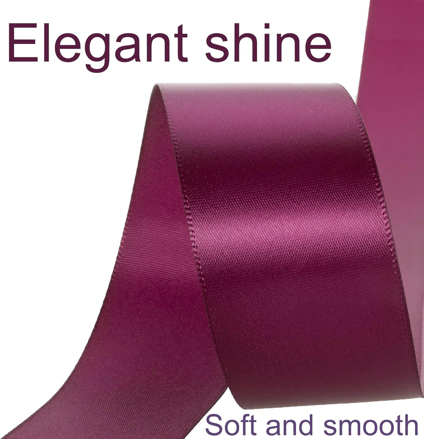 1-1/2 Inch Wine Ribbon, 50 Yards Craft Polyester Satin Ribbon Perfect for Gift Wrapping, Handmade Roses, Wedding Party Decorations and DIY Crafts