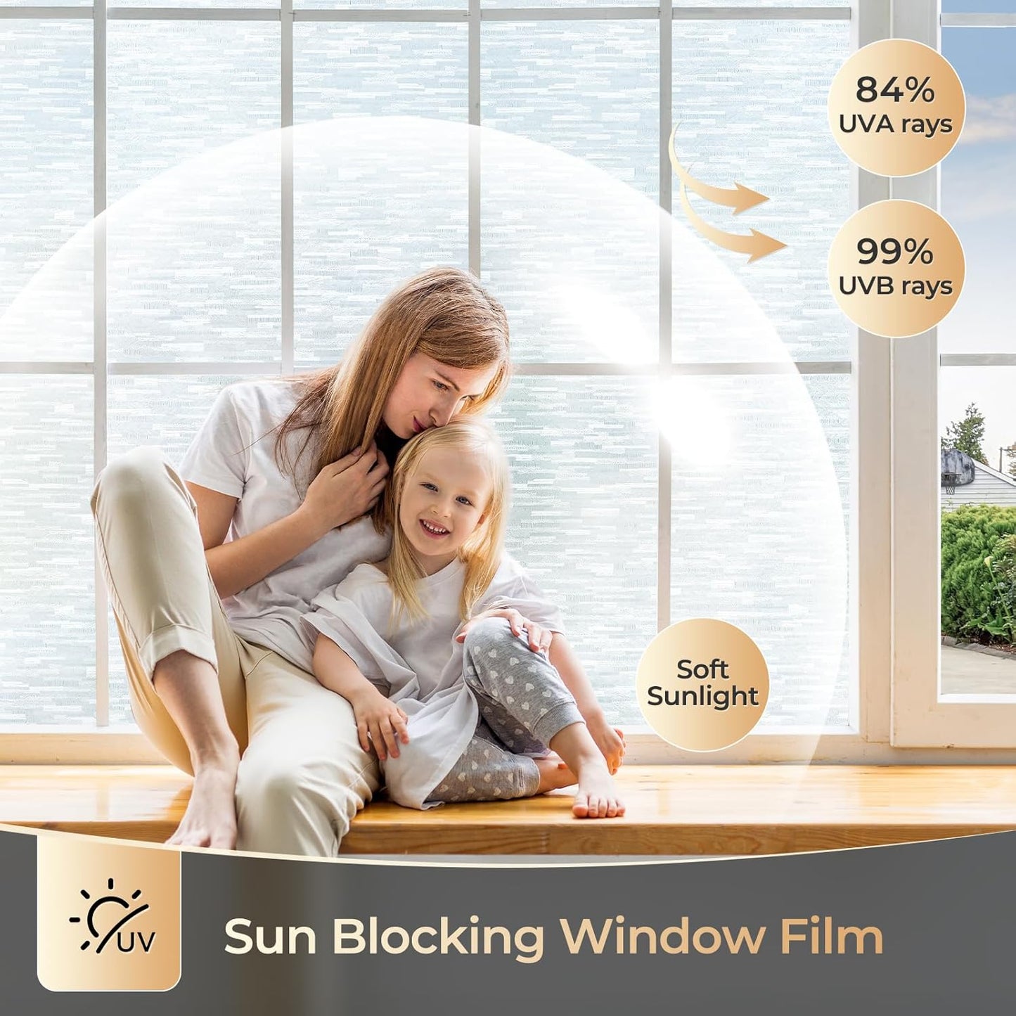 rabbitgoo Window Privacy Film, Frosted Glass Window Film Static Cling Covering, Non Adhesive Privacy Clings Vinyl, Removable Frosting Sticker for Home Decoration, White, 35.4 x 118.1 Inches