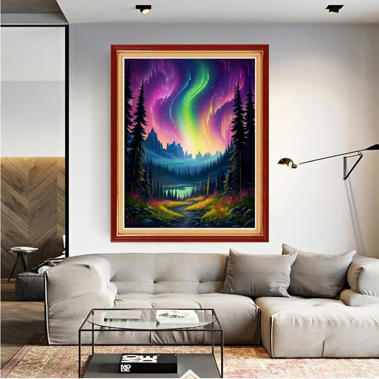 Dooxvey Cross Stitch Kit for Adult Beginners - Full Range of Stamped Kits - 11CT Cross Stitch Patterns - Northern Lights Scenery - 16x20 inch