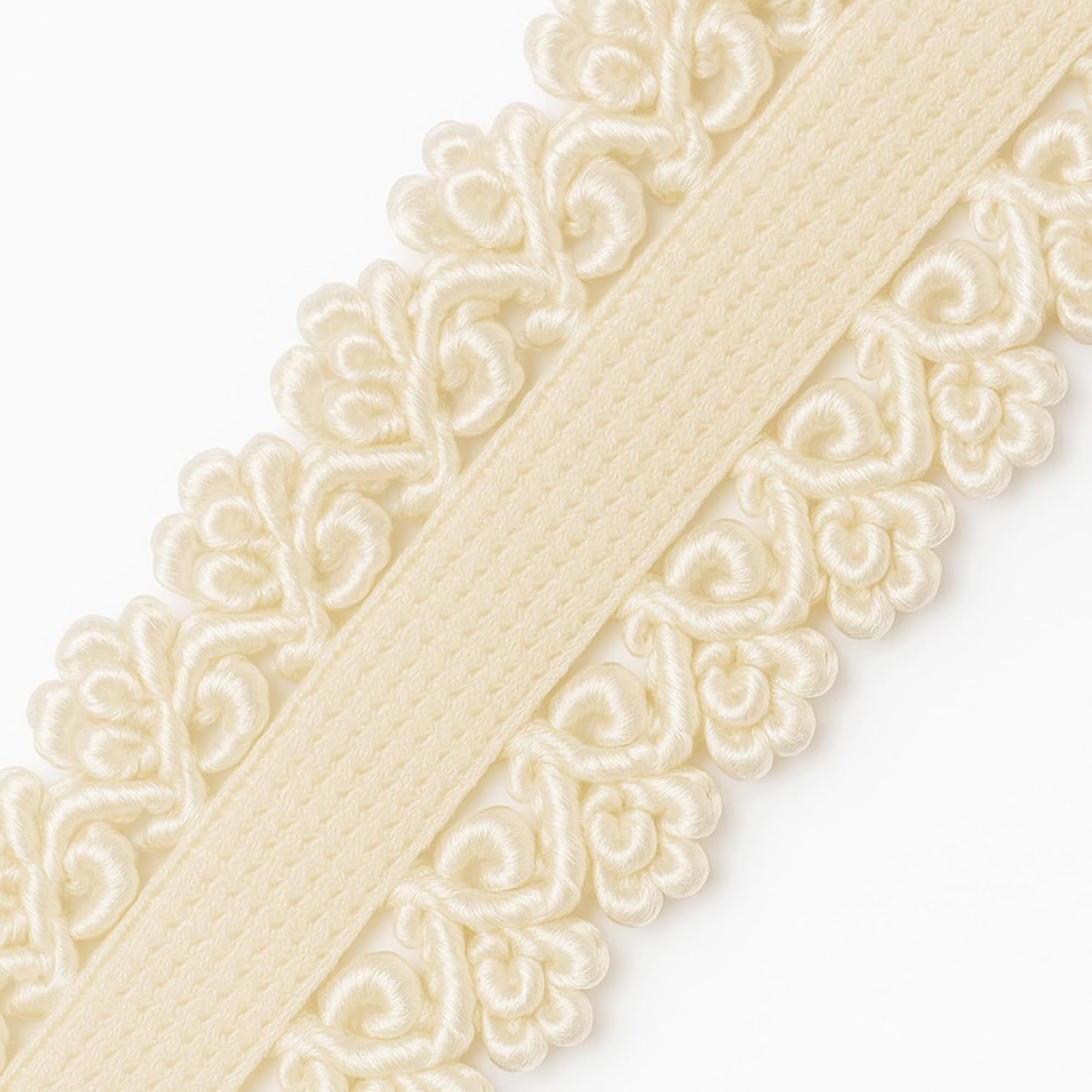 Mandala Crafts Cream Stretch Lace Soft Elastic Trim Roll - 55 Yards 1 Inch Wide Stretchy Frilly Picot Ribbon for Sewing Lingerie, Headbands, Underwear, and Crafts