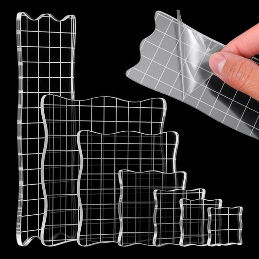 7PCS Acrylic Stamp Block, Clear Stamping Blocks Tool Acrylic Blocks for Stamping Decorative Stamp Blocks Square Display Block Set Props for DIY Crafts Making