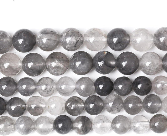 90pcs 4mm Natural Grey Cloud Crystal Stone Beads for Jewelry Making Energy Healing Power Stone Beads DIY Bracelet Necklace Accessories 15"(4mm, Grey Cloud Crystal)