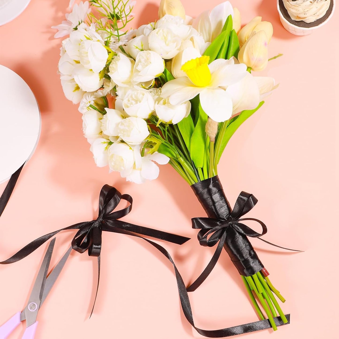 Black Ribbon 3/8 Inch 120 Yards Thin Black Satin Ribbon Craft Fabric Ribbons for Halloween Decor Cake Bows Making Hair Gift Wrapping Floral Bouquet Party Christmas Decorations