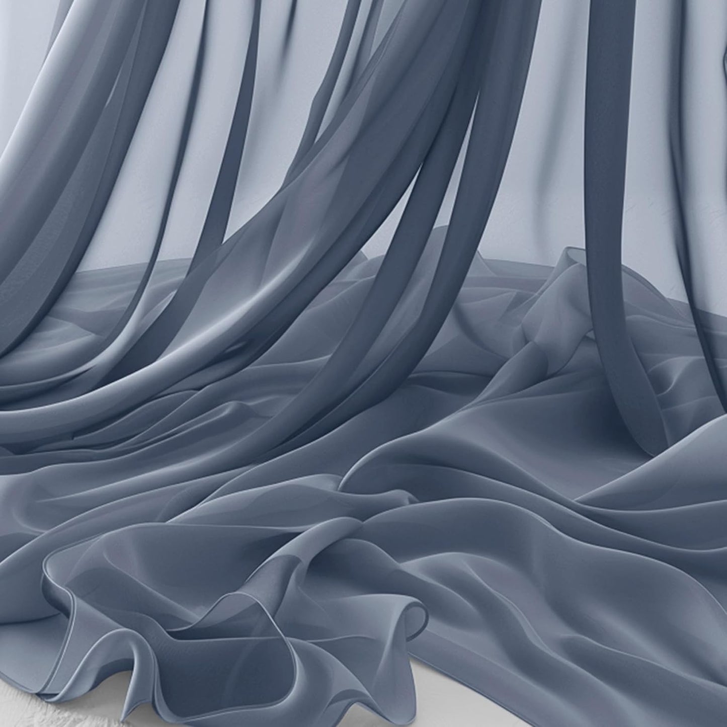Horbaunal Dusty Blue Chiffon Fabric by The Yard, 5 Yard Continuous Sheer Fabric 59" Wide Soft Draping Fabric for Wedding Arch Draping Party Backdrop DIY Sewing