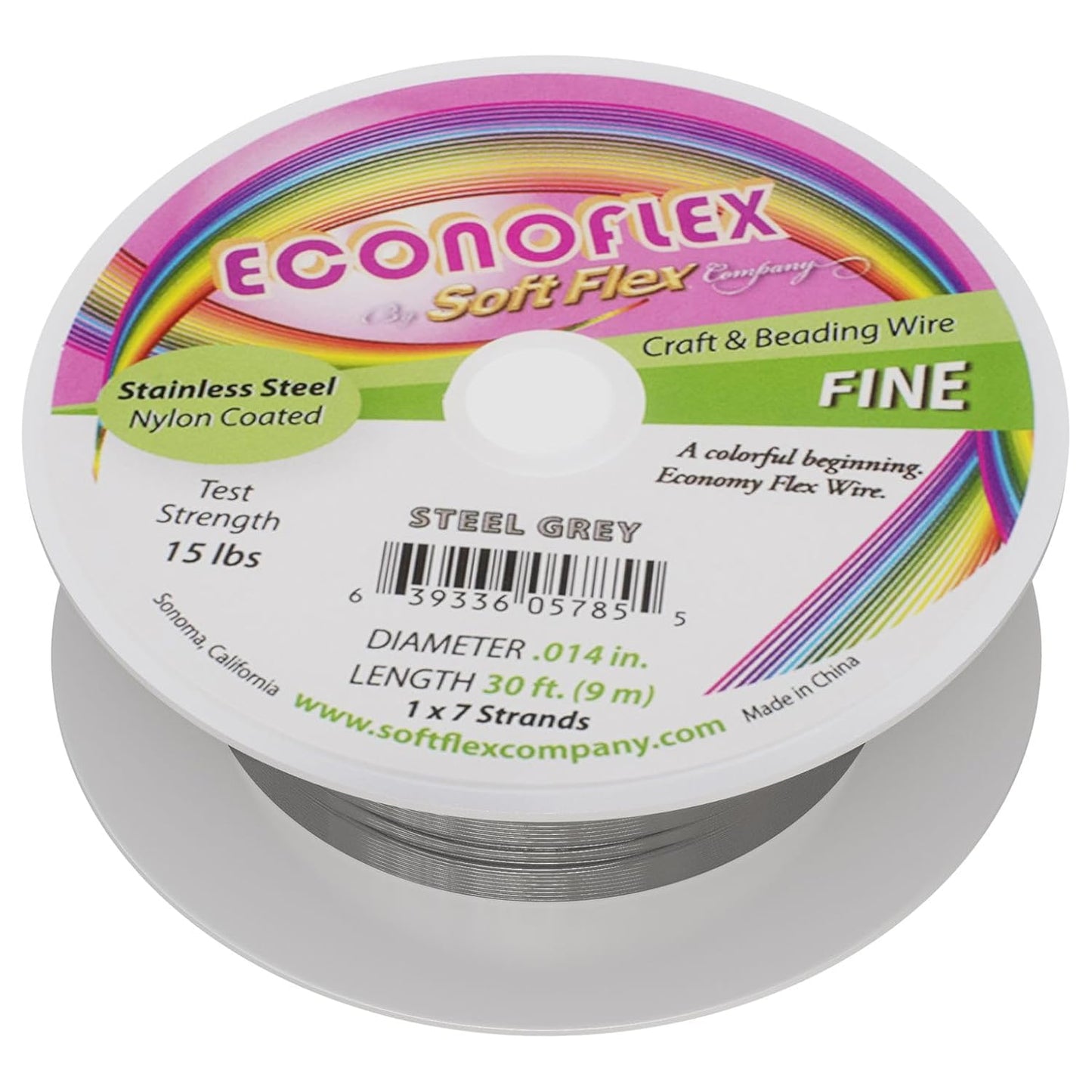 Soft Flex Econoflex Hobby Beading Wire - Fine Gauge 0.014-30 Feet No Lead Crafting Wire