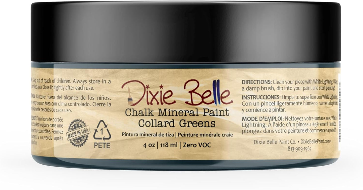 Dixie Belle Paint Company Chalk Finish Furniture Paint - Collard Greens (4oz) - Matte Deep Green Chic Chalk Mineral DIY Furniture Paint