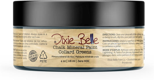 Dixie Belle Paint Company Chalk Finish Furniture Paint - Collard Greens (4oz) - Matte Deep Green Chic Chalk Mineral DIY Furniture Paint