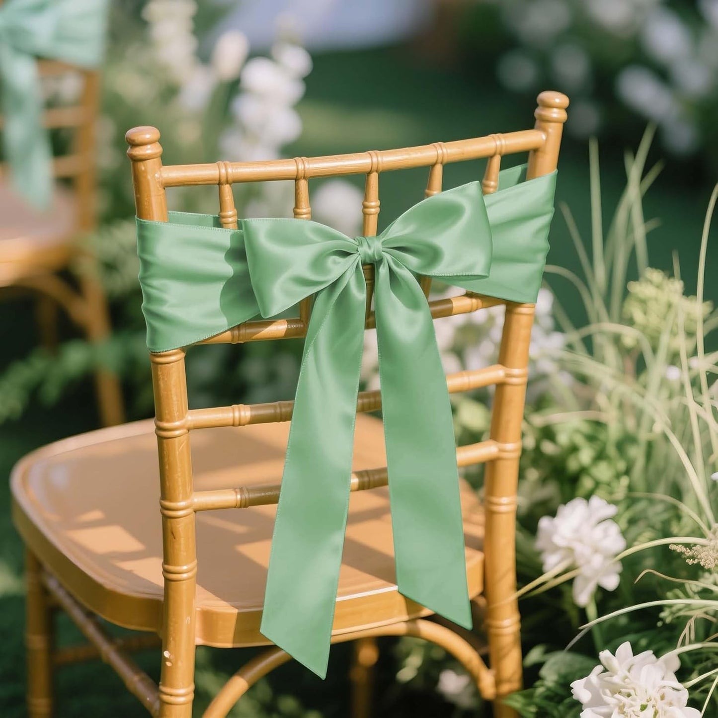 LaRibbons Sage Green Satin Ribbon 4 Inch 10 Yards Double Faced Luxury Light Green Silk Ribbon for Gift Wrapping Flower Bouquets Bow Christmas Wedding Party Decoration