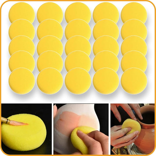 25Pcs Pottery Sponges 3inch, Painting Sponges, Pottery Sponges for Clay, Clay Sponge, Round Sponge, Clay sponges for Pottery, Paint sponges for Acrylic Painting, Artist Sponges