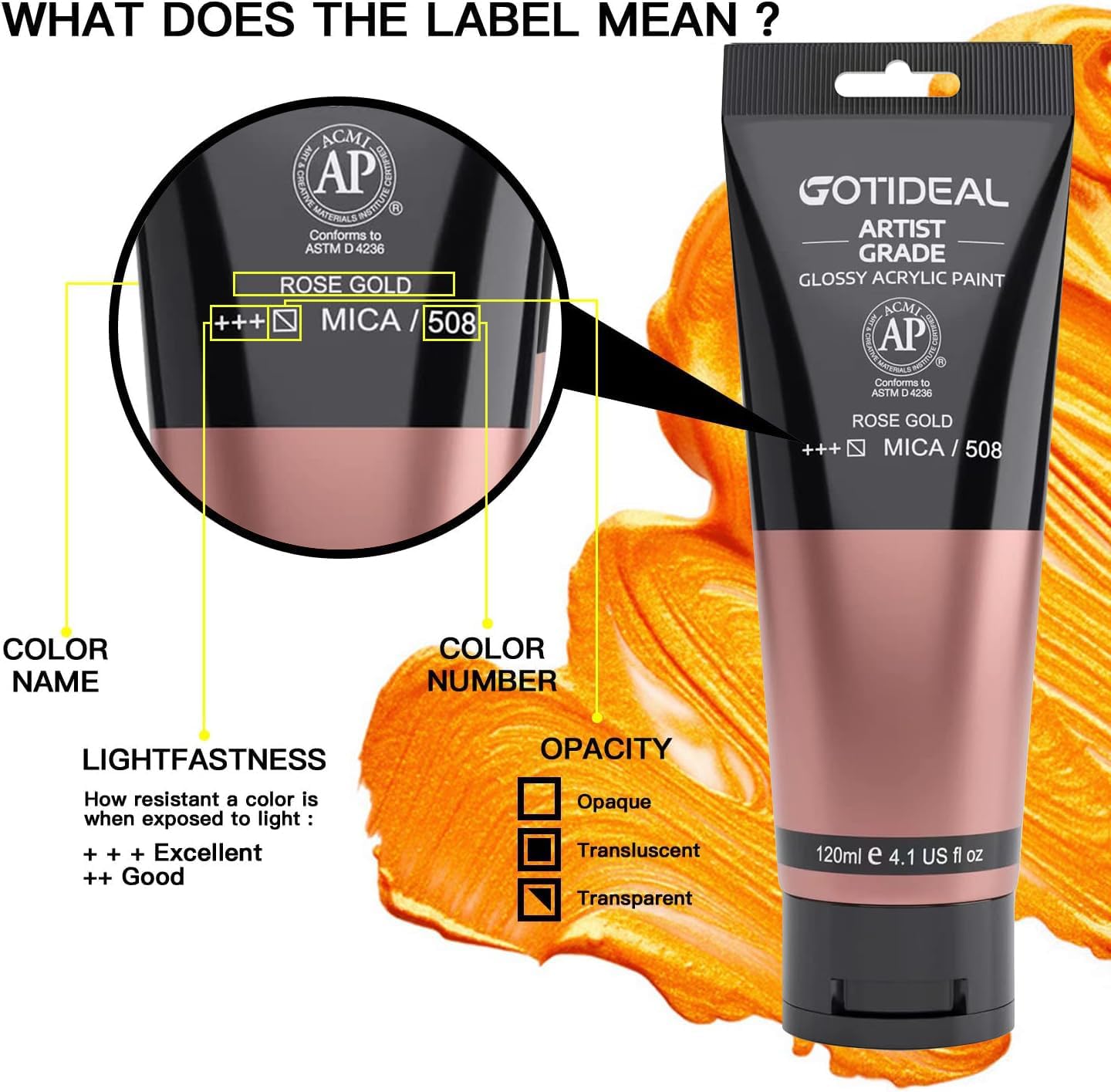 GOTIDEAL Acrylic Paint Metallic Rose Gold(120ml, 4.1 oz) Non Toxic Non Fading,Rich Pigments for Painters, Adults & Kids, Ideal for Canvas Wood Clay Fabric Ceramic Craft Supplies