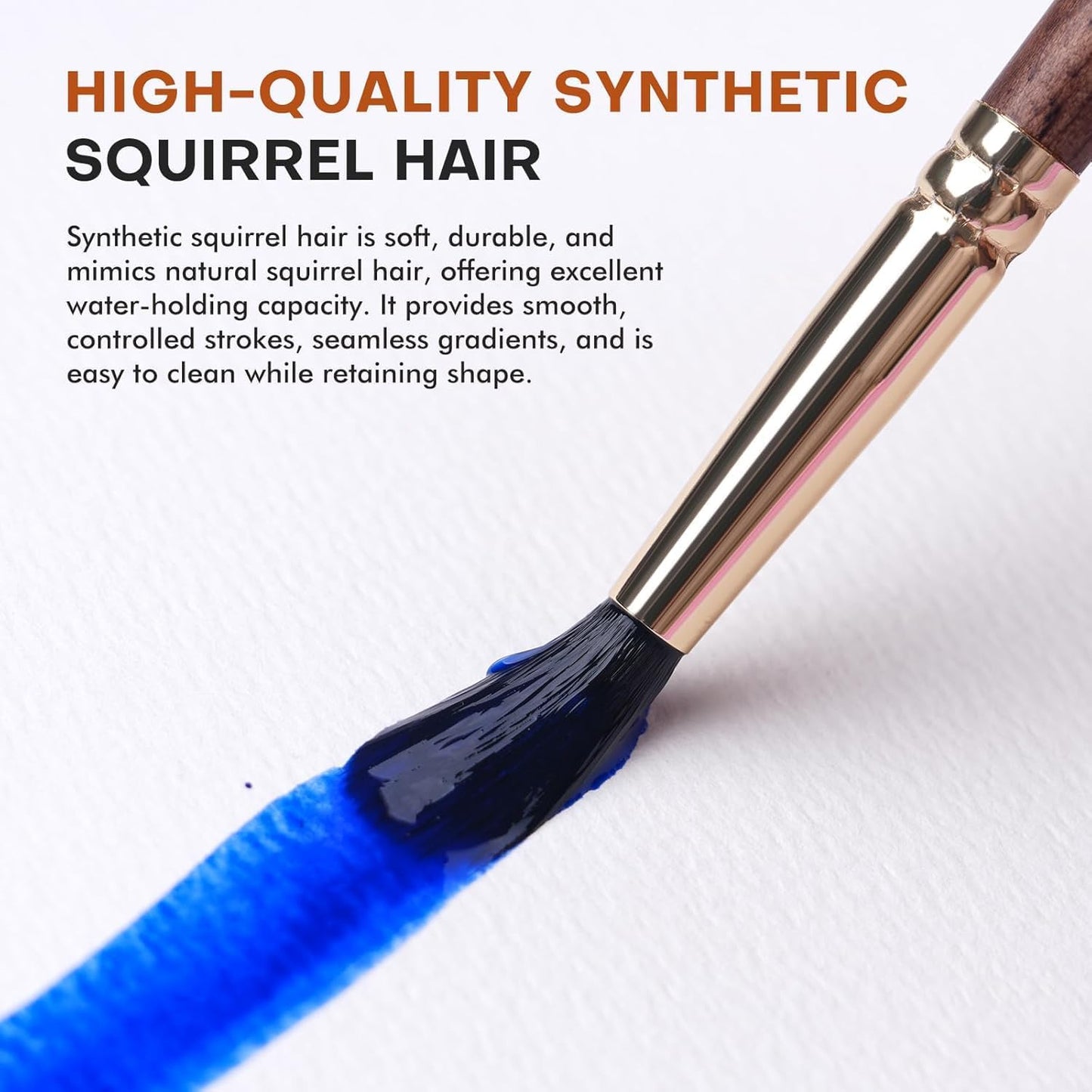 Watercolor Brushes Professional, Fuumuui 10Pcs Synthetic Squirrel Hair Water Color Paint Brush Set for Artists - Flat, Round Pointed, Dagger, Cats Tongue Oval Wash for Watercolor Gouache Inks Painting