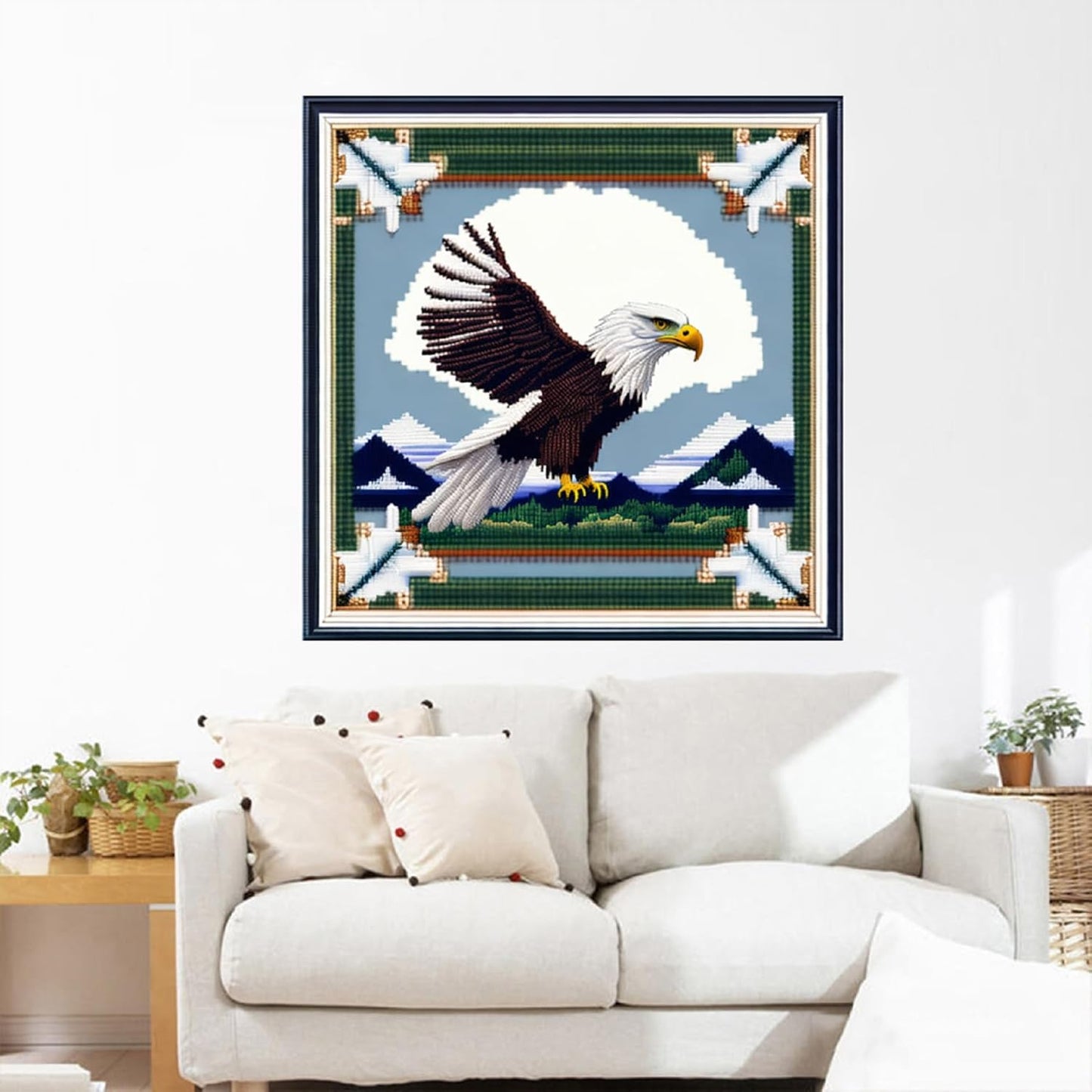 Joyhoor Cross Stitch Kits for Beginners Stamped Cross-Stitch Supplies Needlework preprint Embroidery Kits for Adults DIY Needlepoint Kits Embroidery Patterns 11CT-Bald Eagle 17.7x17.7 inch