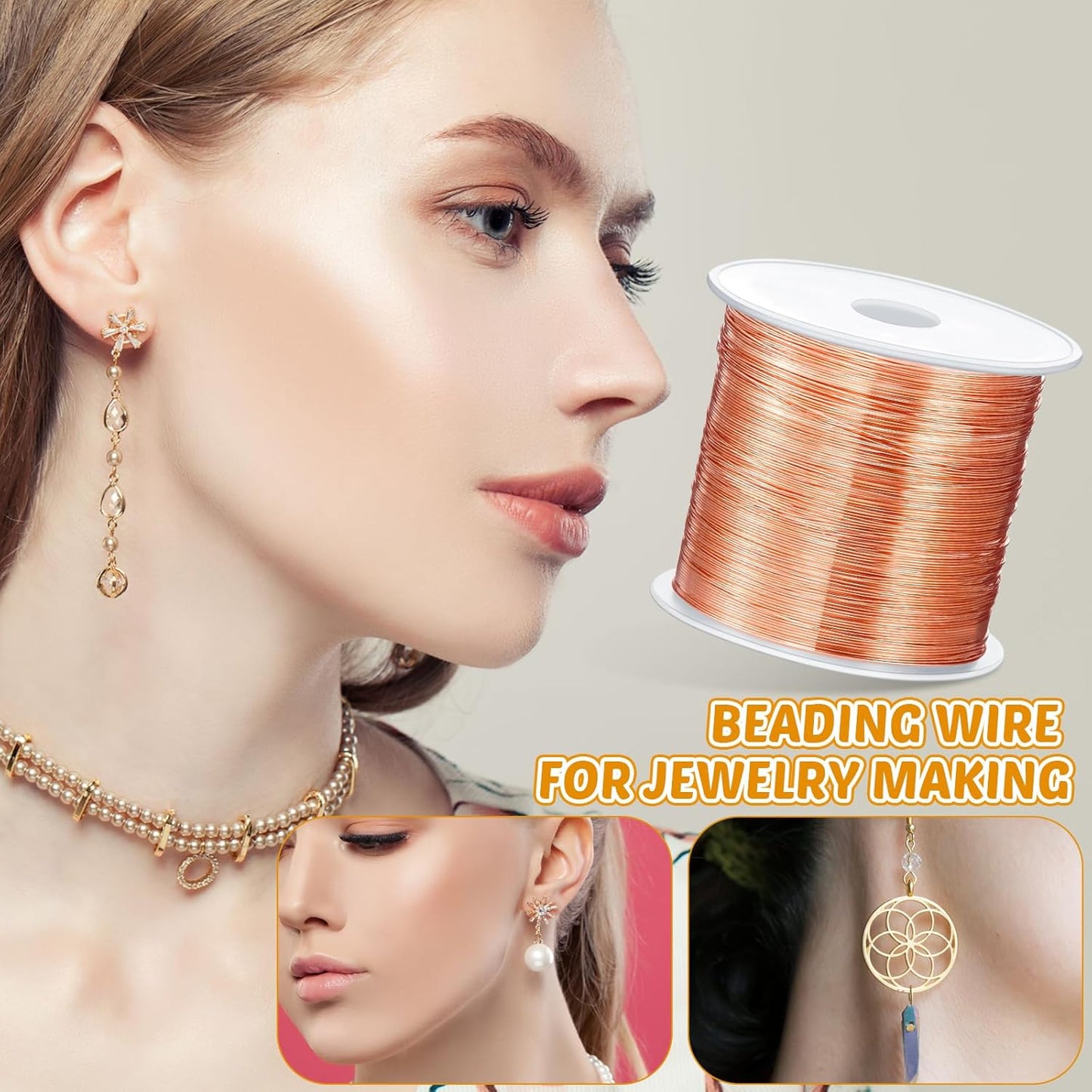 Funrous 5 Rolls 5 Size Jewelry Wire 18, 20, 22, 24, 26 Gauge Copper Wire Kit Jewelry Beading Bendable Craft Metal for Making Crafts, Sculpting with a Pliers(Copper)