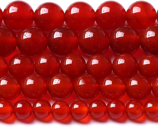 8MM 90pcs Semi-Precious Red Agate Beads Natural Stone Round Loose Beads for Jewelry Making DIY Bracelet Necklace 2 Strands 32"