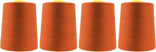 Mandala Crafts 4 Pack of Serger Threads Cones Spools - 20S/2 24000 Yards Polyester Burnt Orange Threads for Sergers Machine and Overlock Quilting Sewing Machine