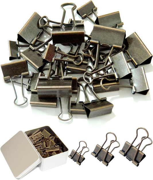 Assorted Binder Clips 0.75/1/1.25in 25-Pack - Bronze Tone Clips for Office & Home